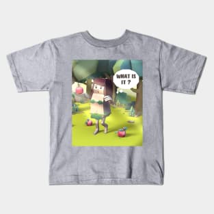 Cute girl with sweet apple, What is it.  Eve Kids T-Shirt